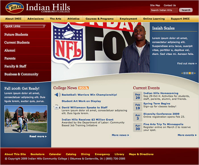 Indian Hills Community College home page